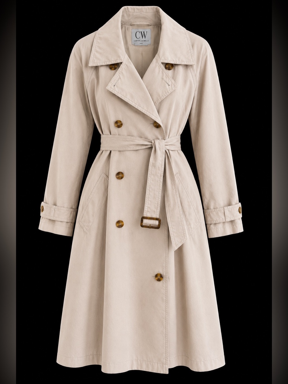 Vintage 1980’s Clifford & Wills double breasted trenchcoat in classic beige, M